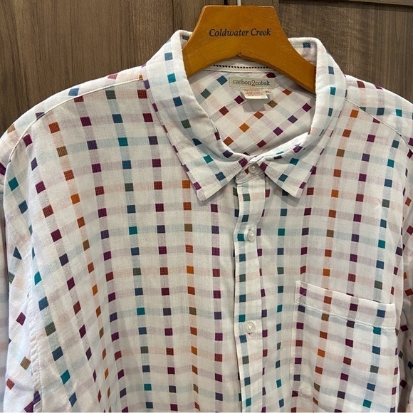 Carbon 2 Cobalt XL Button Down Shirt White Color Blocks - Picture 5 of 11